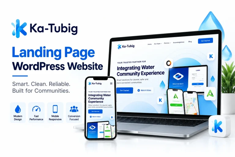 Ka-Tubig WordPress landing page design by SharkRev